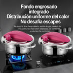 [Llevá 2 Pagá 1] Olla a Presión 2 en 1 con Triple Capa de Acero Inoxidable Antiadherente y Tapa de Vidrio +REGALO: Juego de Utensilios de Cocina