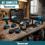 Kit Completo de Herramientas de Perforación, Corte e Impacto + REGALO: Batería Extra y Accesorios Complementarios