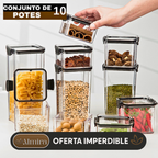 Conjunto de 10 Potes Organizadores Herméticos de Plástico con Tapa Selladora al Vacío